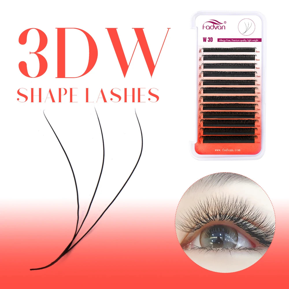 FADVAN YY/3D/4D/5D/6D W Shape Lashes M/C/D Curl Premade Volume Fans Faux Mink Eyelashes Brazilian Volume Natural Soft YY Lashes