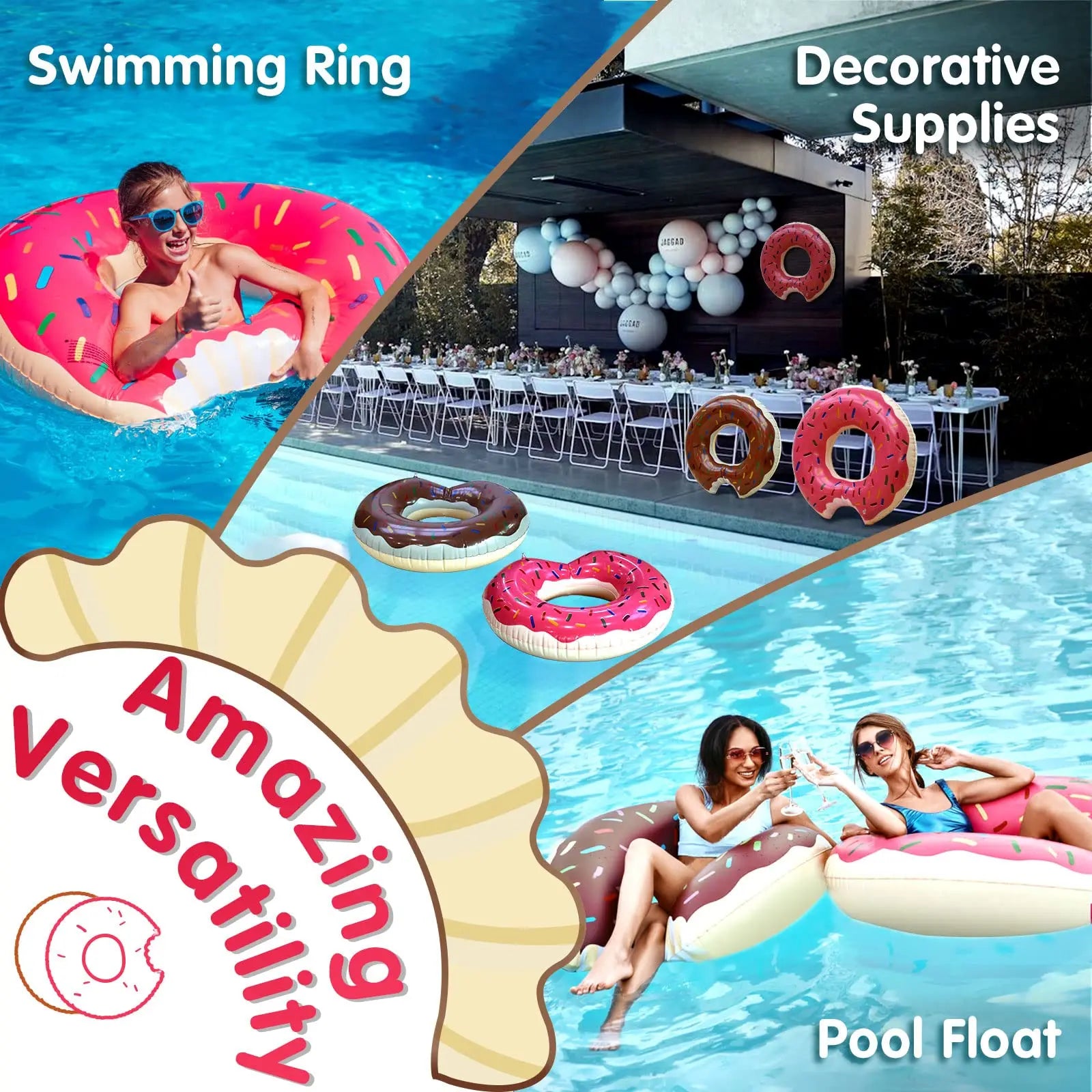 Inflatable Swim Rings Summer Swimming Pool Float Ring Beach Floatie Swim Party Toys for Fun Water Activities 1pc