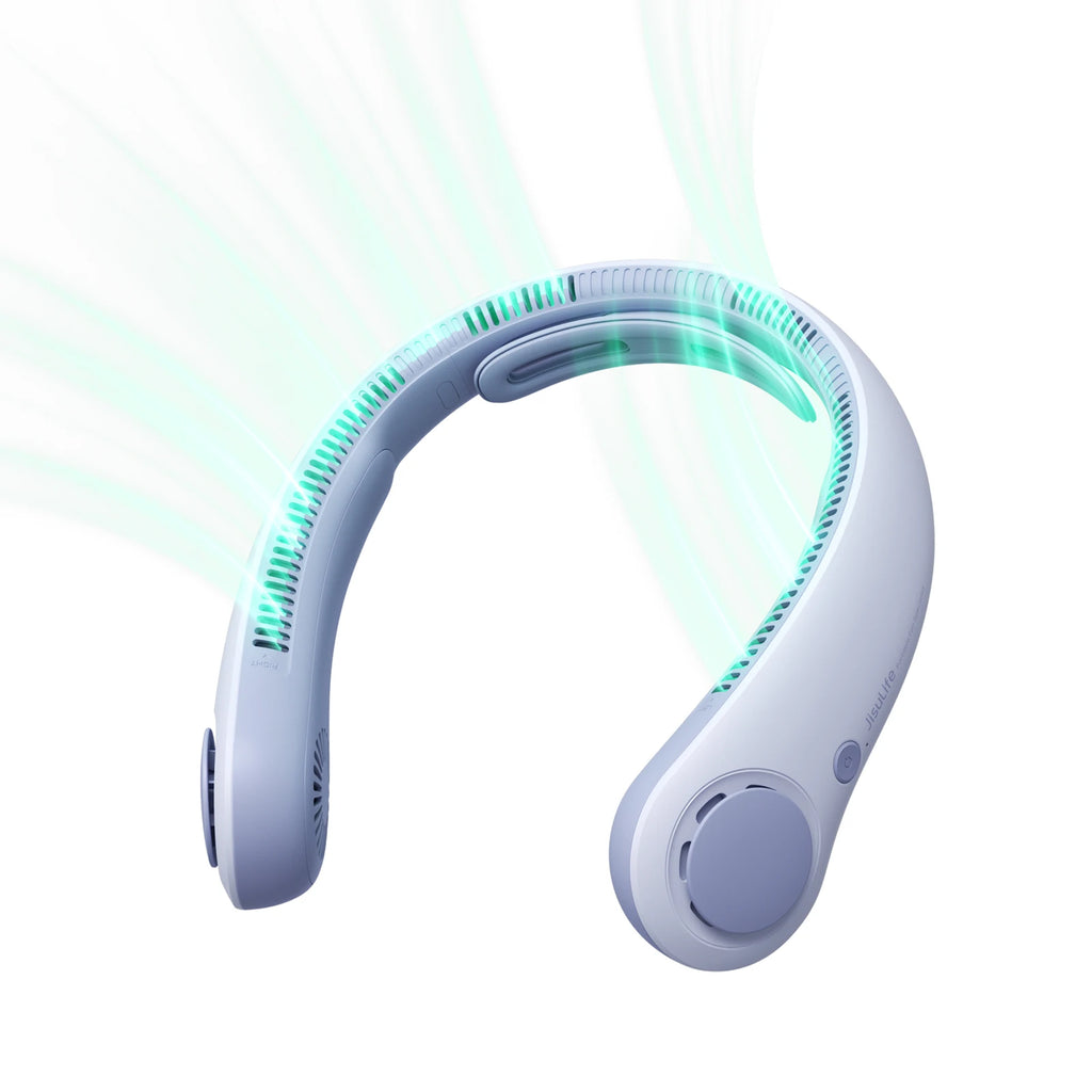 JISULIFE Portable Neck Fan Upgraded, 5000mAh Battery, Necksupport, 5 Speeds Gears Adjustment, Outdoor Wearable Hands-Free Fan